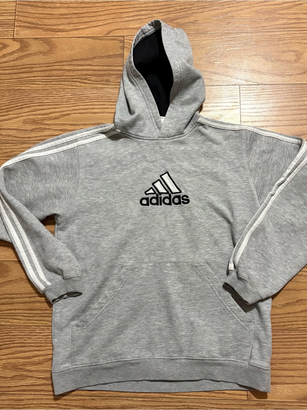Vintage Y2K 2000s Adidas Pullover Gray Hoodie Sweatshirt Logo Large